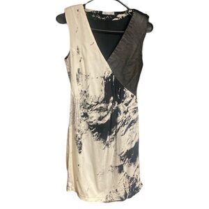 Lacquered black and white dress